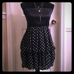 Strapless cocktail ruffled dress